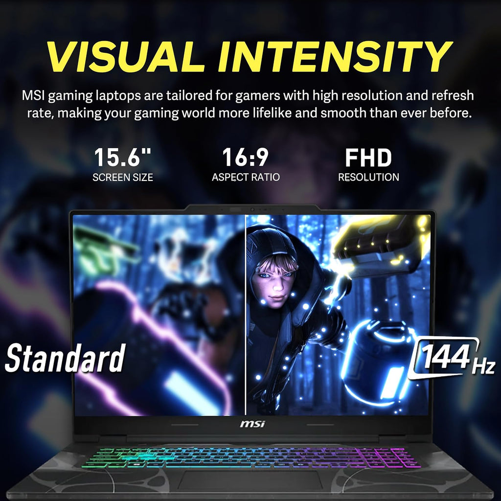 msi Cyborg 15.6' 144Hz FHD IPS Gaming Laptop, Intel Core 7-240H, 64GB RAM, 3TB Storage (2TB SSD+1TB Docking Station Set), GeForce RTX 5060, Backlit Keyboard, HD Webcam, Wi-Fi 6E, Win 11 Pro, Black