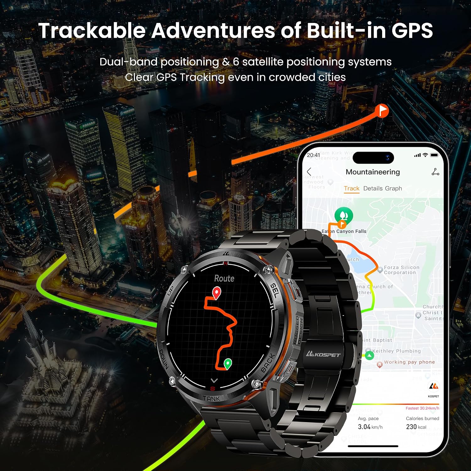 KOSPET Tank T3 Ultra 2 GPS Smart Watch for Men, Extra-Long Battery, Full Stainless Steel Body Rugged Smartwatch with Bluetooth Calling, Pressure&Altitude&Compass, 1.43' AMOLED Display(2 Bands)