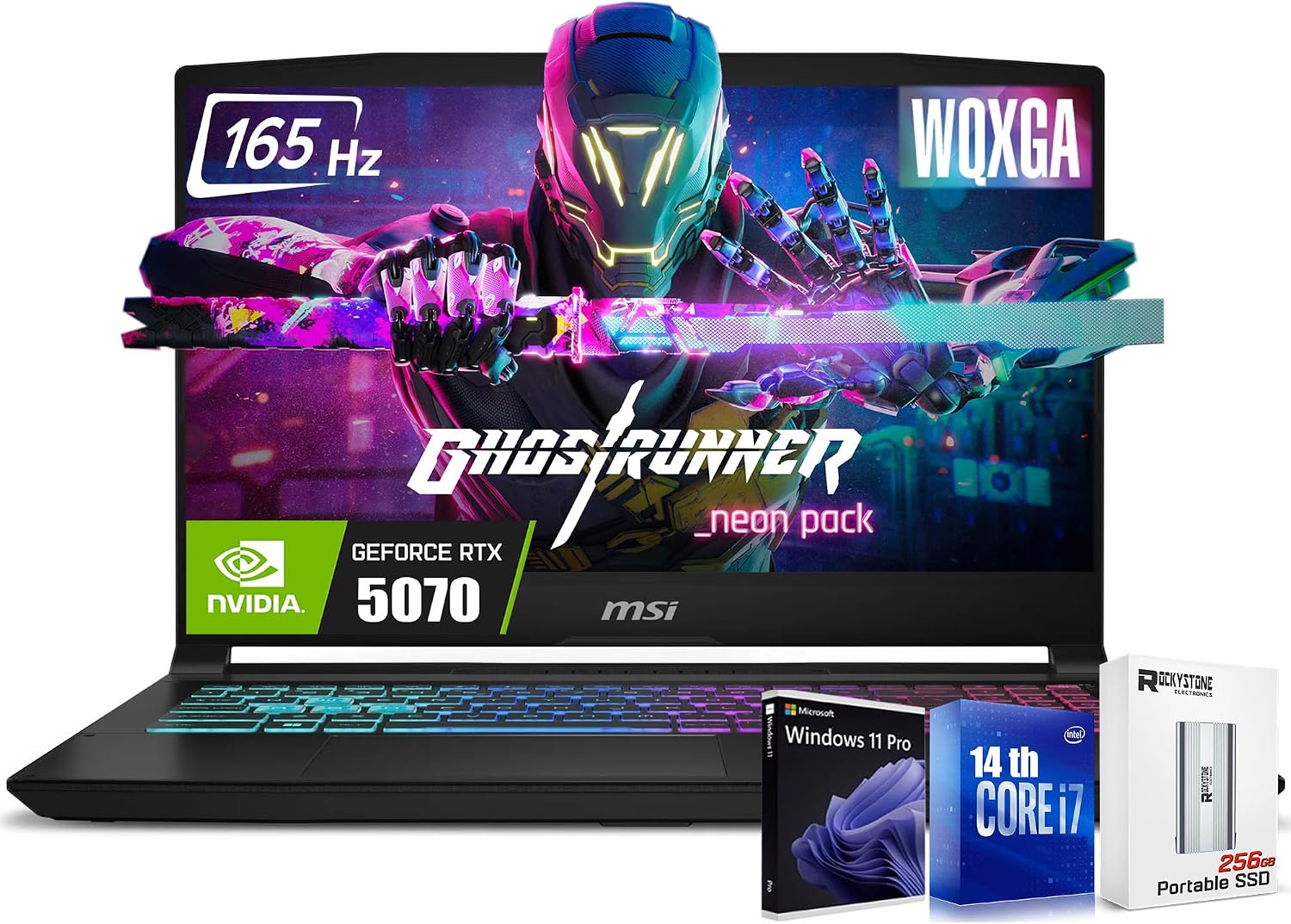 msi Katana HX Gaming Laptop, 15.6' 165Hz QHD IPS Display, 16-core i7-14650HX (UP to 5.2 GHz, GeForce RTX 5070, AI&VR Ready, Copilot+ PC, RGB Backlit Keyboard, Win 11 Pro, Black(32GB DDR5 | 1TB SSD)