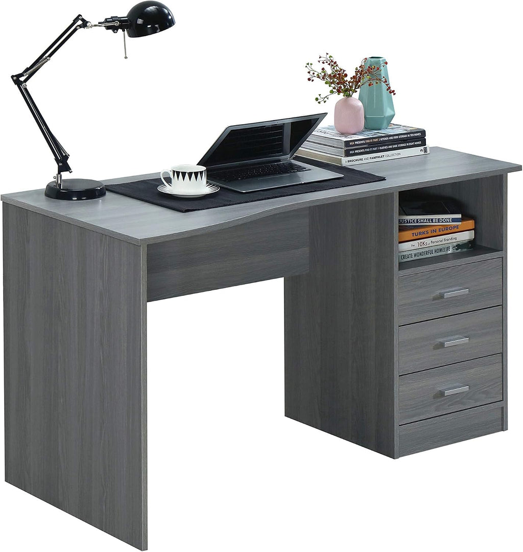 Techni Mobili 51' Classic Computer Desk with Drawers, 3-Drawer Home Office Desk with Storage (Light Grey)