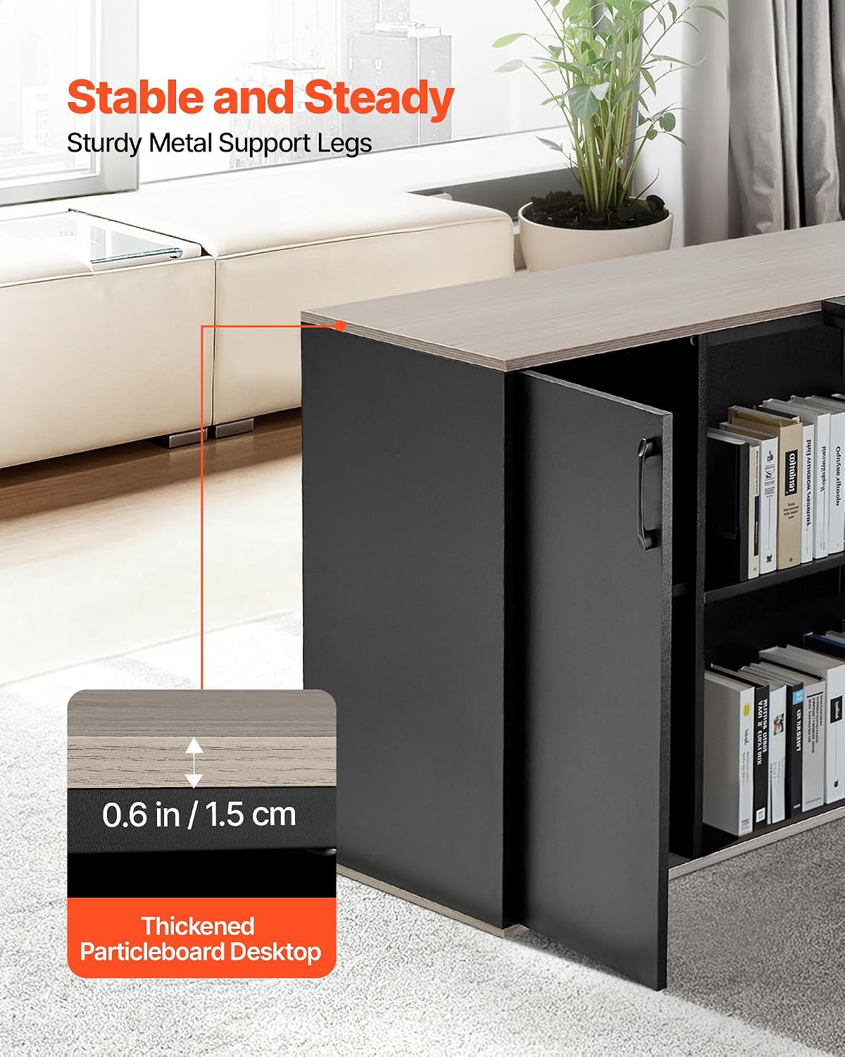 VEVOR 71' L-Shaped Executive Desk, Large Computer Desk with Drawers, File Storage Cabinet, CPU Stand, 350 LBS Load Capacity Corner Table, Easy Assembly, for Work Study