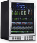 NewAir Large Beverage Refrigerator Cooler with 177 Can Capacity - Mini Bar Beer Fridge with Reversible Hinge Glass Door And Bottom Key Lock - Cools to 37F - Stainless Steel ABR-1770 (Renewed)