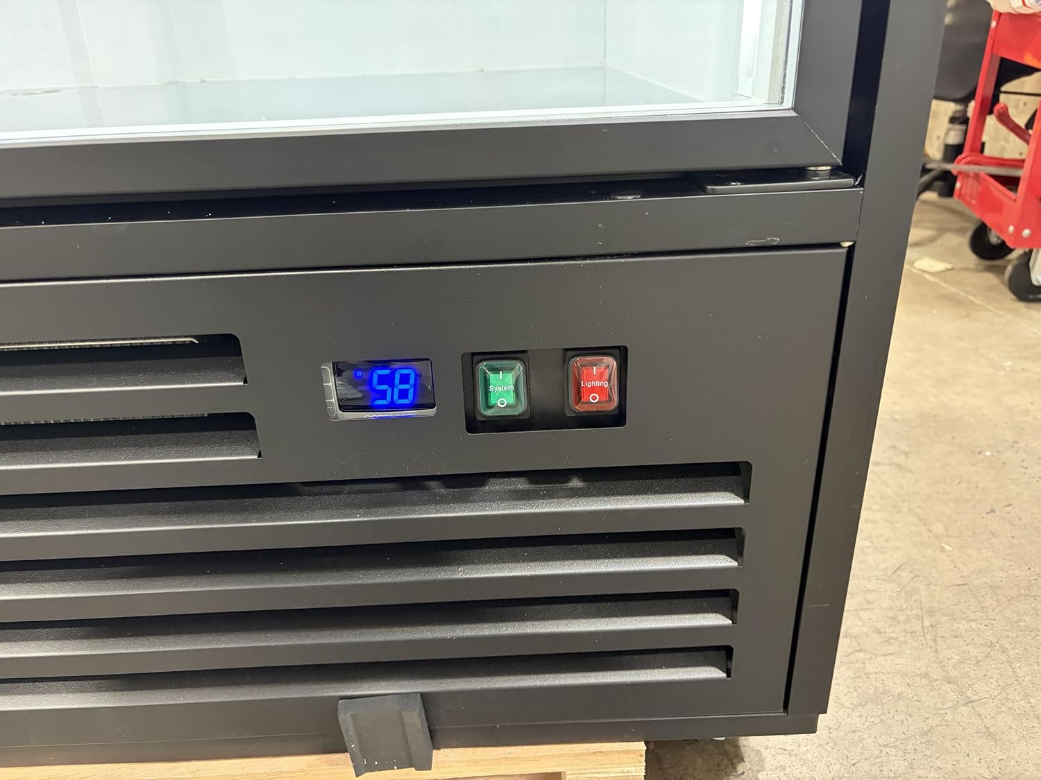 Commercial Beverage Refrigerator Display Fridge,Stainless Steel Merchandiser Two Glass Door Drink Cooler (no canopy) with LED Light Adjustable Shelves,ETL Sanitation,45 Cu Ft,47' Wide,Wheels Included