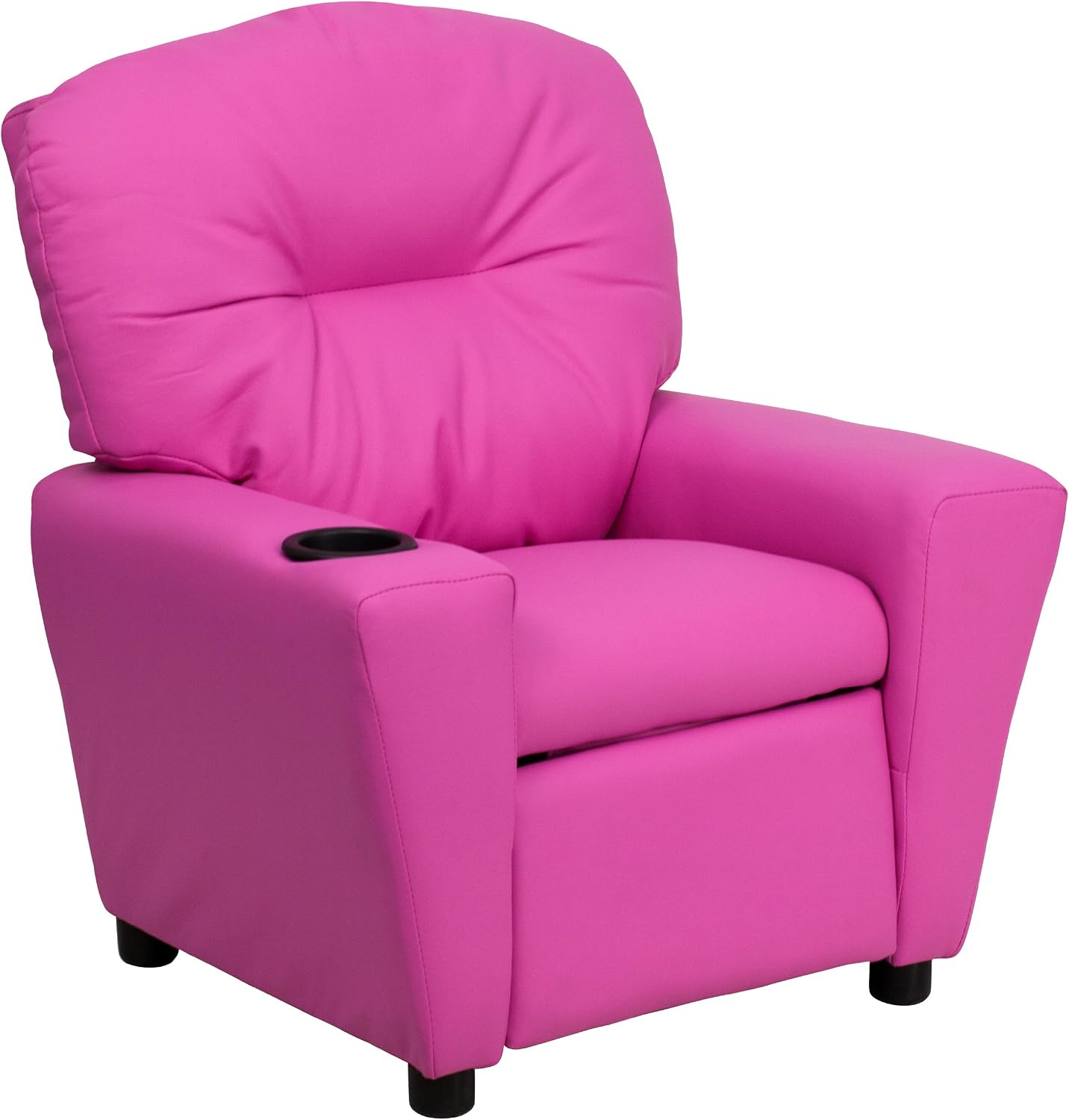 EMMA + OLIVER Hot Pink Vinyl Kids Recliner with Cup Holder