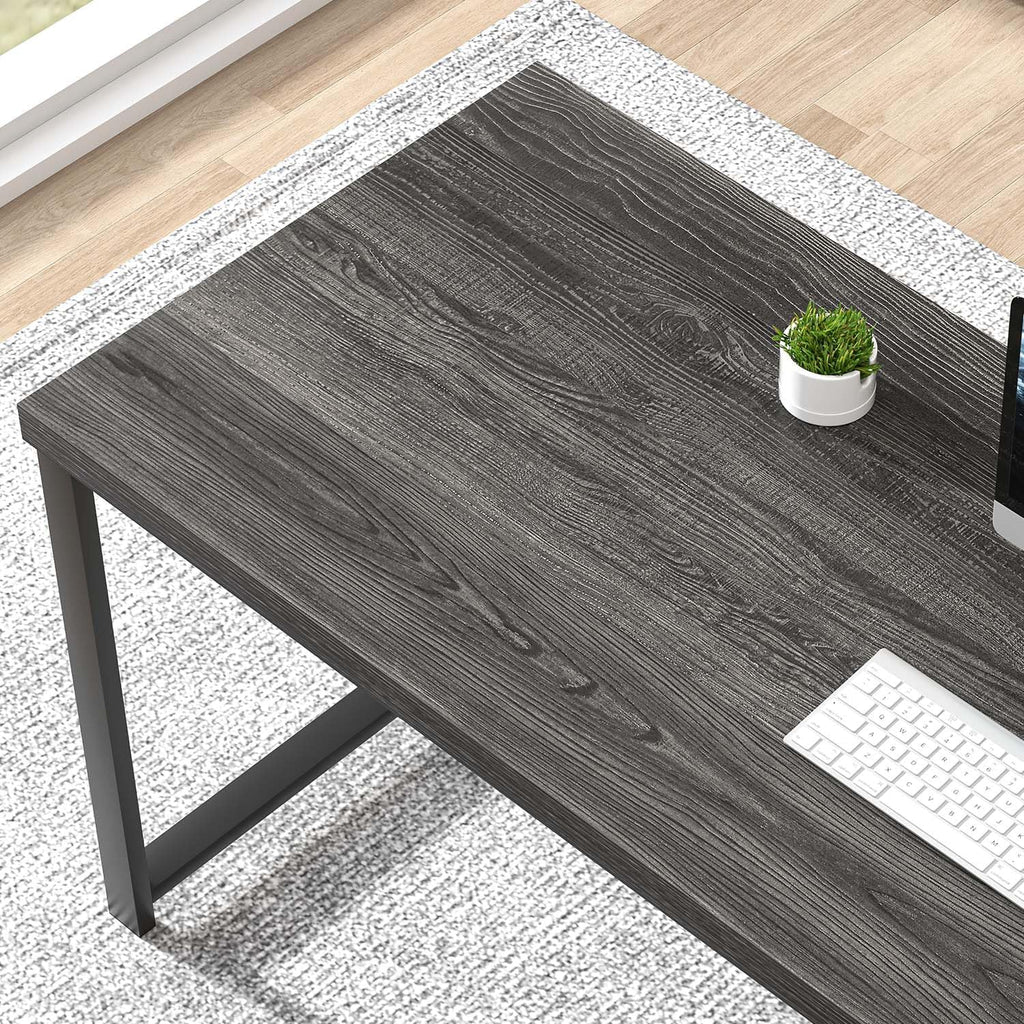 FOLUBAN 47 Inch Computer Desk with Storage Shelves, Modern Home Office Desk, Small Study Writing Desk Gaming Table Workstation for Bedroom Living Room, Industrial Dark Gray