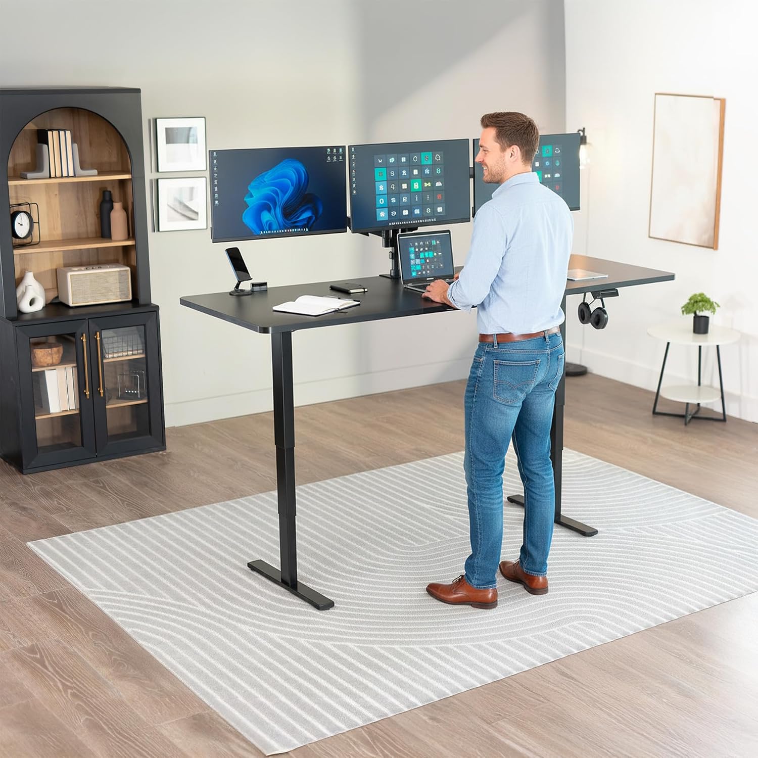 VIVO Electric 83 x 30 in Standing Desk, Touch Screen Adjustment, 220 lb Frame Support, 2E Series, Black Top Black Frame, DESK-KIT-2E84B