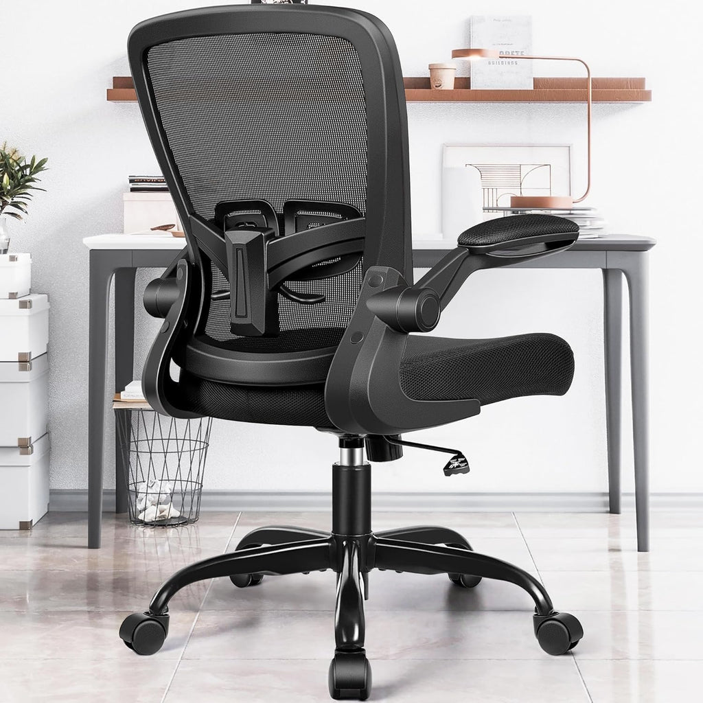 FelixKing Office Chair, Ergonomic Desk Chair with Adjustable Height and Lumbar Support Swivel Lumbar Support Desk Computer Chair with Flip up Armrests for Conference Room (Black),Pack of 2