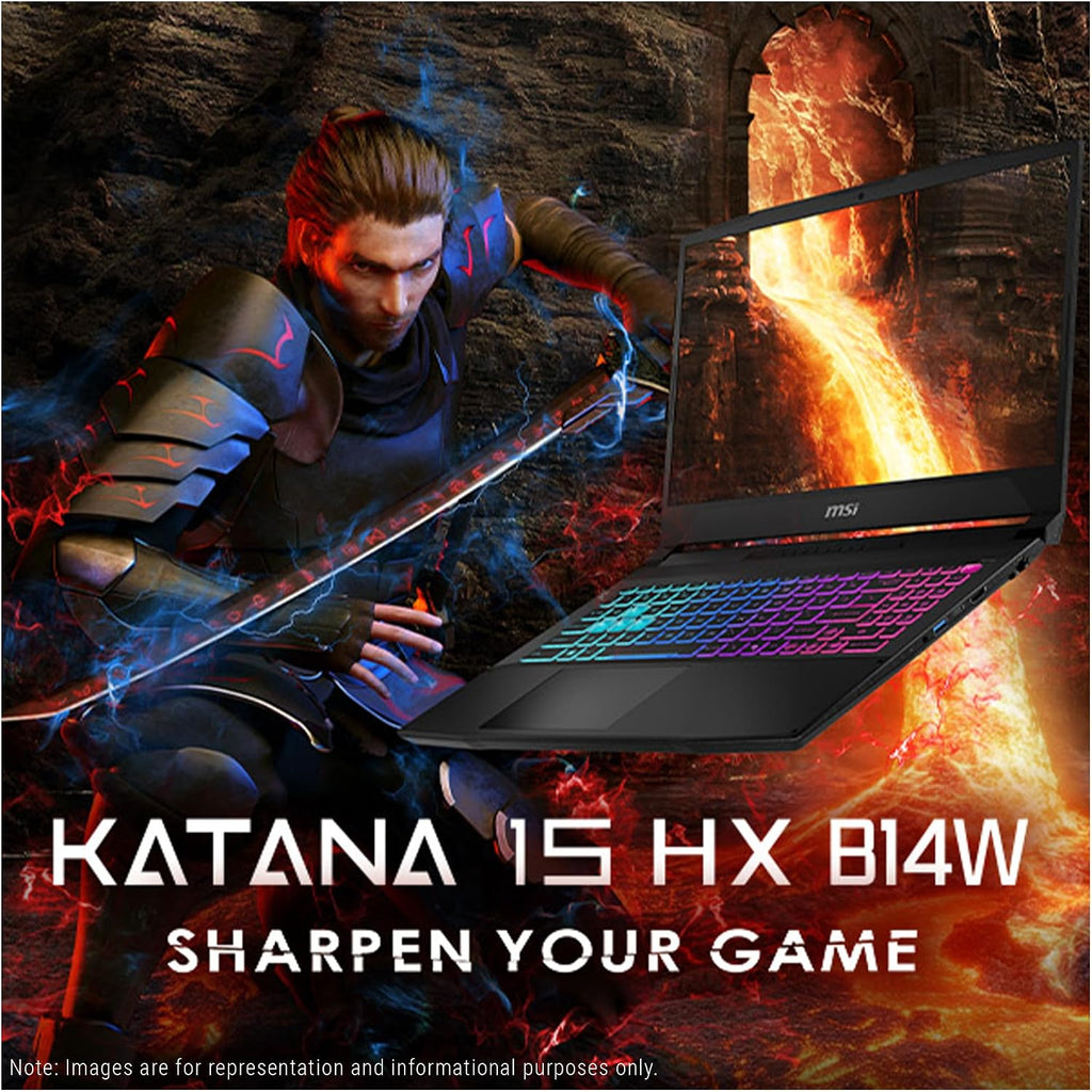 msi Katana 15 HX Gaming Laptop, Intel i7-14650HX, 16 GB DDR5 RAM, 1 TB PCIe SSD, 15.6' QHD (2560x1440) 165Hz Display, Nvidia G-Force RTX 5070, 4-Zone RGB Keyboard, W11 Home, Black