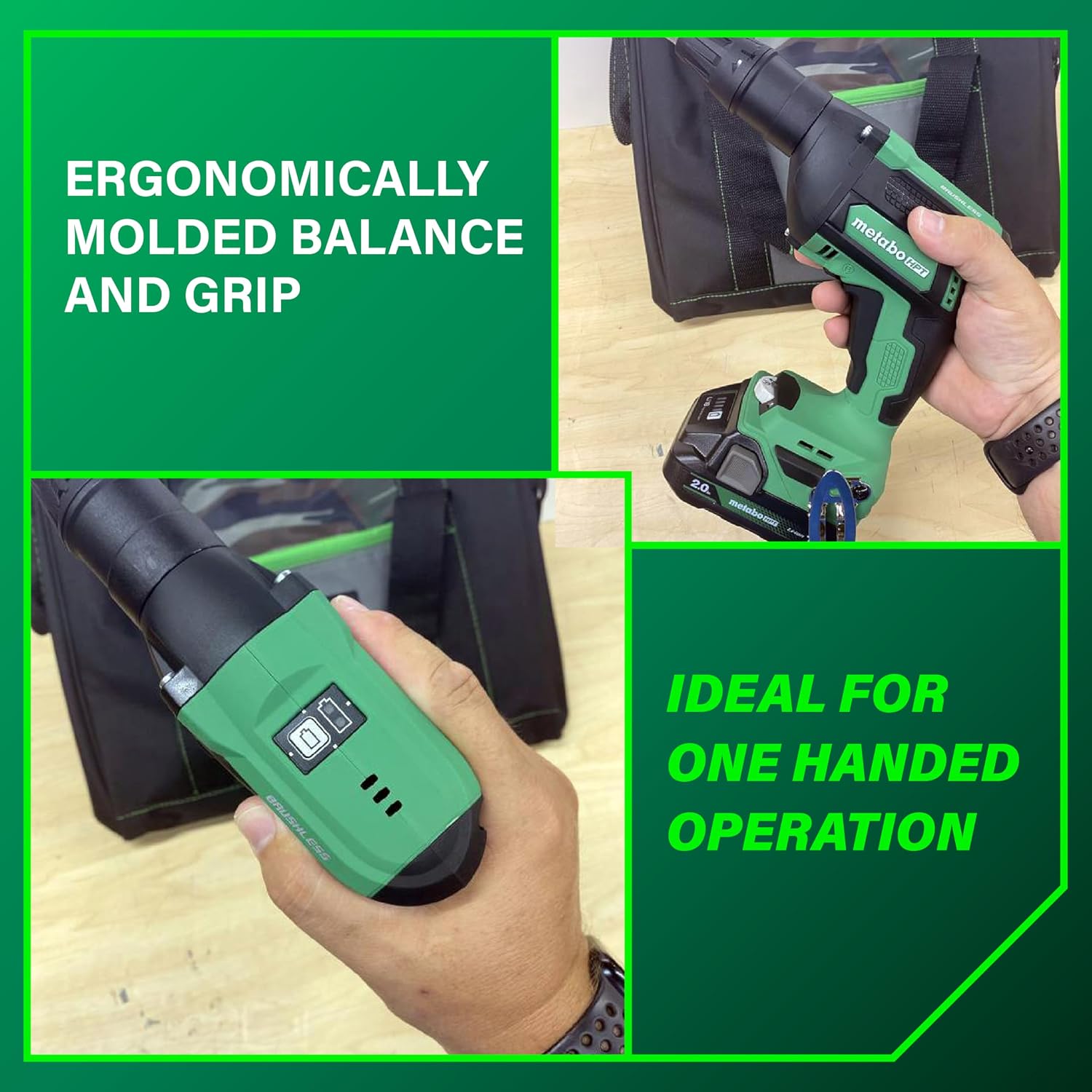 Metabo HPT 18V MultiVolt Cordless Drywall Screw Gun Kit, High-Speed Power Screwdriver with Collated Screw Magazine, 2.0Ah Lithium-Ion Battery and Charger, Lightweight Ergonomic Design, W18DAQB