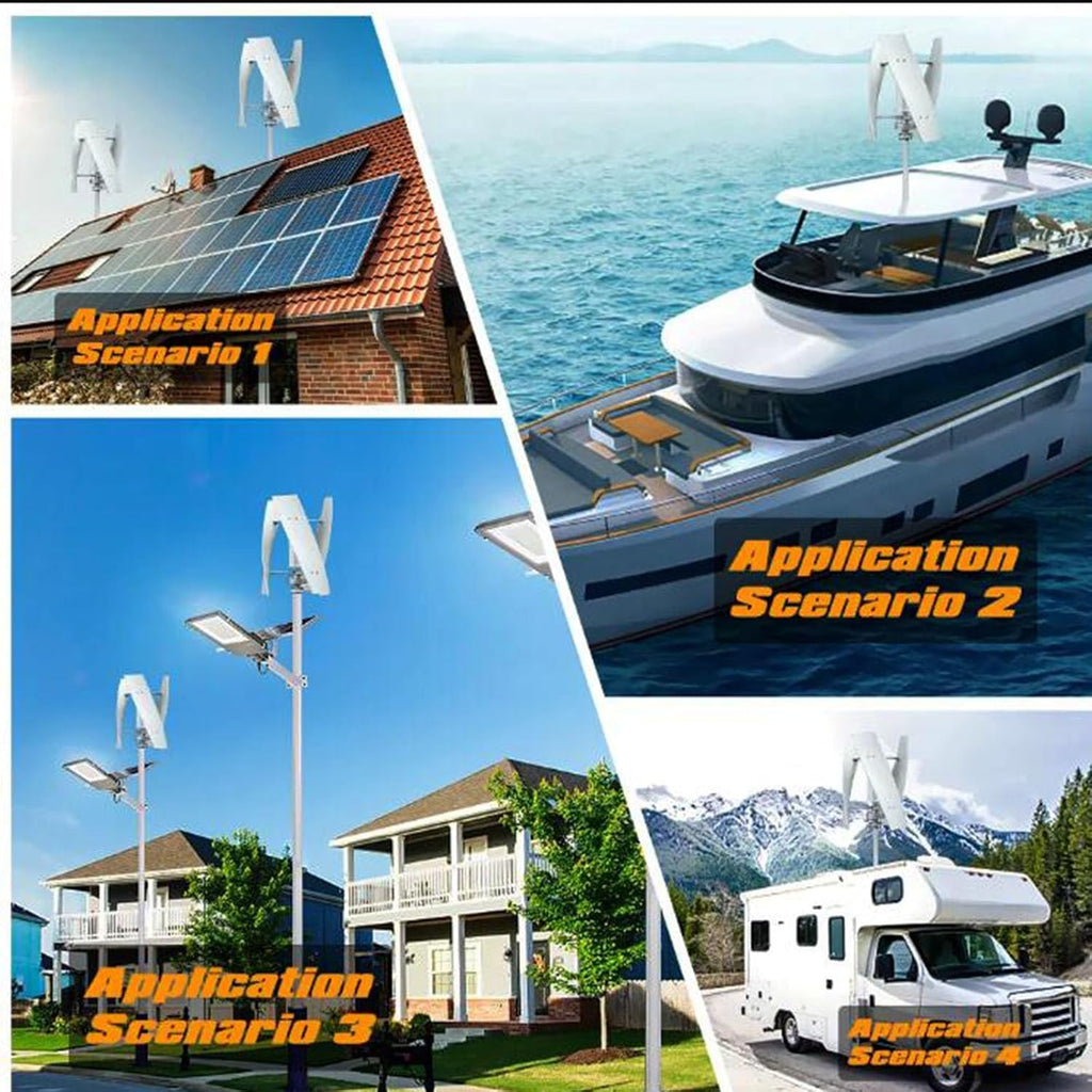3000W Portable Vertical Wind Turbine Generator, 3 Blades Low Noise 12V/24V/48V Generator Windmill for Outdoor Courtyard Use and Wind TurbineSystems(with Controller)