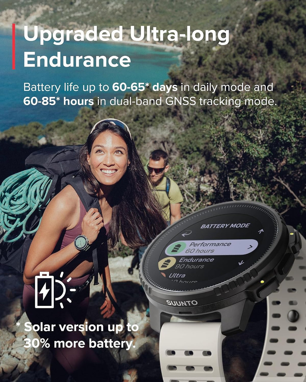 SUUNTO Vertical GPS Adventure Watch, Activity Tracker w/Dual-Band GNSS & Offline Maps, Supports 95+ Sports, Training Metrics & Recovery Insights, Solar Charging Opt. for 1yr Daily Use
