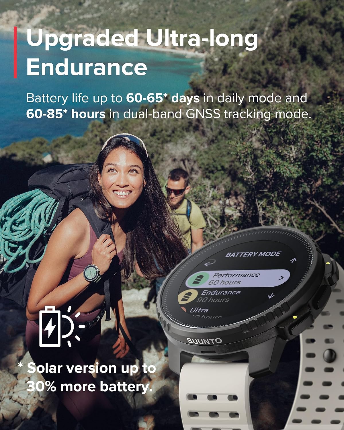 SUUNTO Vertical GPS Adventure Watch, Activity Tracker w/Dual-Band GNSS & Offline Maps, Supports 95+ Sports, Training Metrics & Recovery Insights, Solar Charging Opt. for 1yr Daily Use