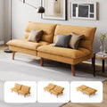 LINSY HOME Futon Sofa Bed - Convertible Corduroy Futon Couch Bed with Adjustable Backrest, Modern Small Loveseat Sleeper Sofa for Small Spaces, Living Room, Apartment or Office (Yellow)