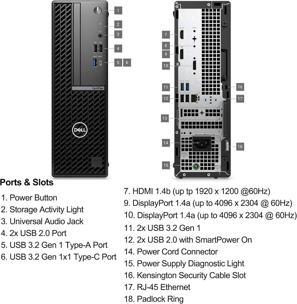 Dell OptiPlex 7020 Business Desktop Computer PC | 14th Gen Intel i5-14500 14-Core | 8GB DDR5 | 512GB SSD | 2 DisplayPorts | WiFi 6E | Multi-Monitor Support | Windows 11 Pro | Space-Saving SFF Design