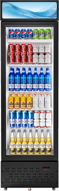 Beverage Cooler Commercial Refrigerator 10 Cu.Ft. Glass Door Display Refrigerator with LED Light, 5 Shelves, Display Commercial Beverage Refrigeratorfor Restaurant Cafe Bar Store (10 Cu.Ft.)