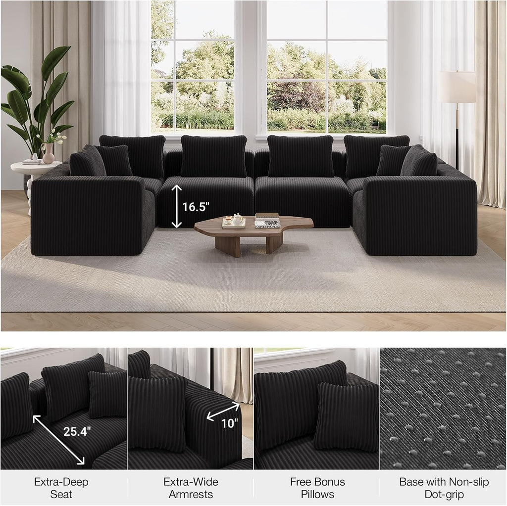 Novilla 106' Modular Sectional Sofa, Modern Cloud Sectional Couch with Smarts Coil® Support, L-Shape Boneless Couch for Living Room Apartments Bedroom, No Assembly Required (3 Seat w/ 1 Ottoman)