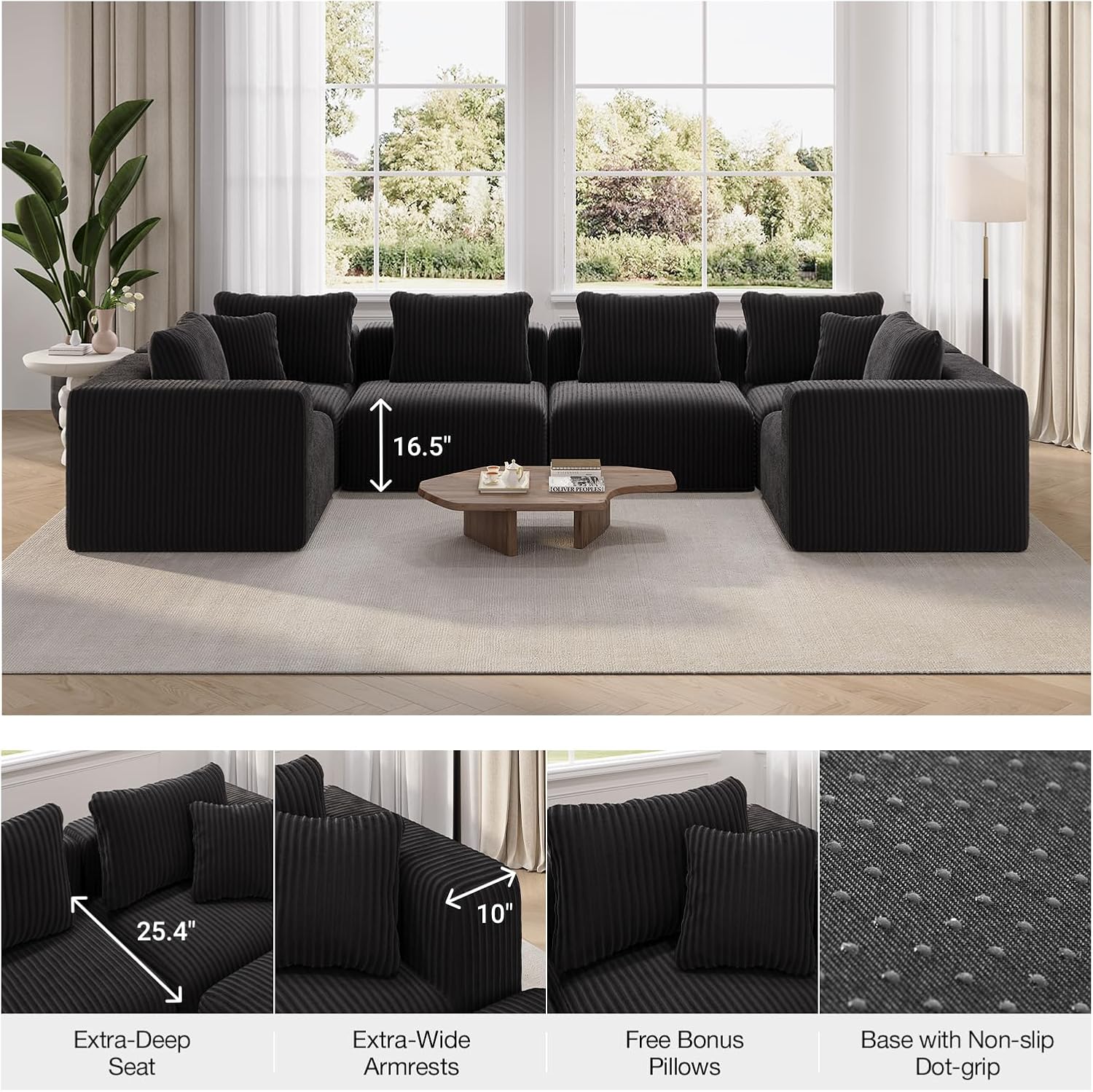 Novilla 106' Modular Sectional Sofa, Modern Cloud Sectional Couch with Smarts Coil® Support, L-Shape Boneless Couch for Living Room Apartments Bedroom, No Assembly Required (3 Seat w/ 1 Ottoman)