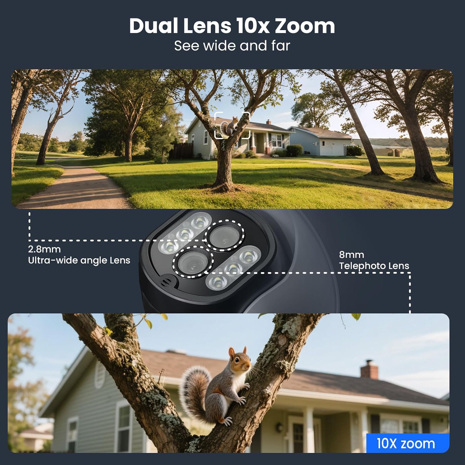 XMARTO 10X Zoom Mesh WiFi6 PTZ AI Tracking Security Camera System, 10-Cam 2K Dual Lens Bundle, 10CH 4K Expandable NVR 1TB HDD, Long Range WiFi, Plug-in 24/7 Wireless Indoor/Outdoor Surveillance