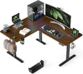 WALKINGDESK 55X45 Inches Reversible L Shaped Standing Desk Height Adjustable with Cup Holder, Electric Corner Computer Desk, Sit Stand up Home Office Desk, Ergonomic Gaming Desk, Black Walnut