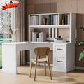Bellemave L Shaped Computer Desk with Hutch, Home Office Desk with Storae Drawers & Bookshelf, Corner Desk, Study Table Writing Desk with Storage, Easy to Assemble, Antiqued White