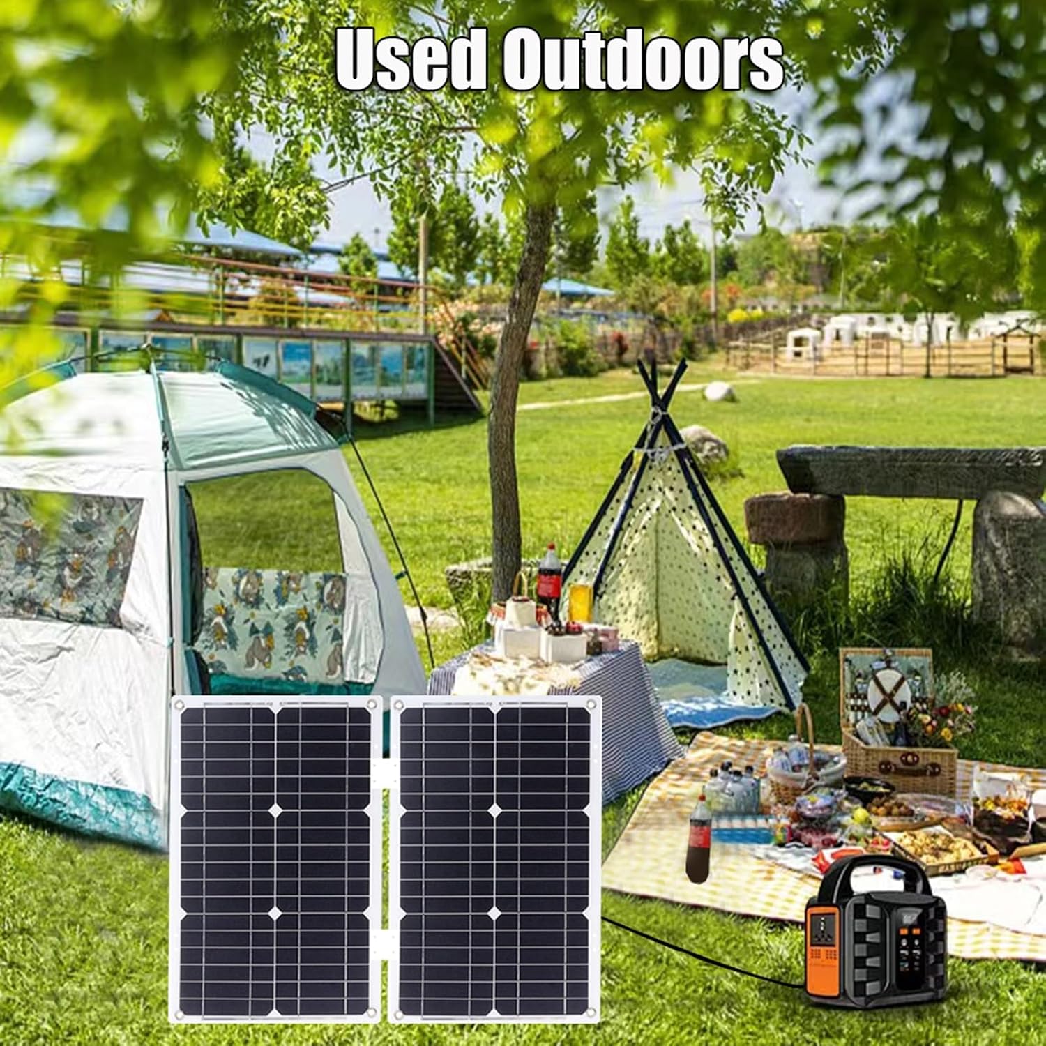 3000W Solar Inverter System Kit with 50W Waterproof Foldable Solar Panel 50 A Solar Charge Controller Complete Power Kit with 2 USB Ports 1 Outlet Home Grid System(Black,12v-110v)