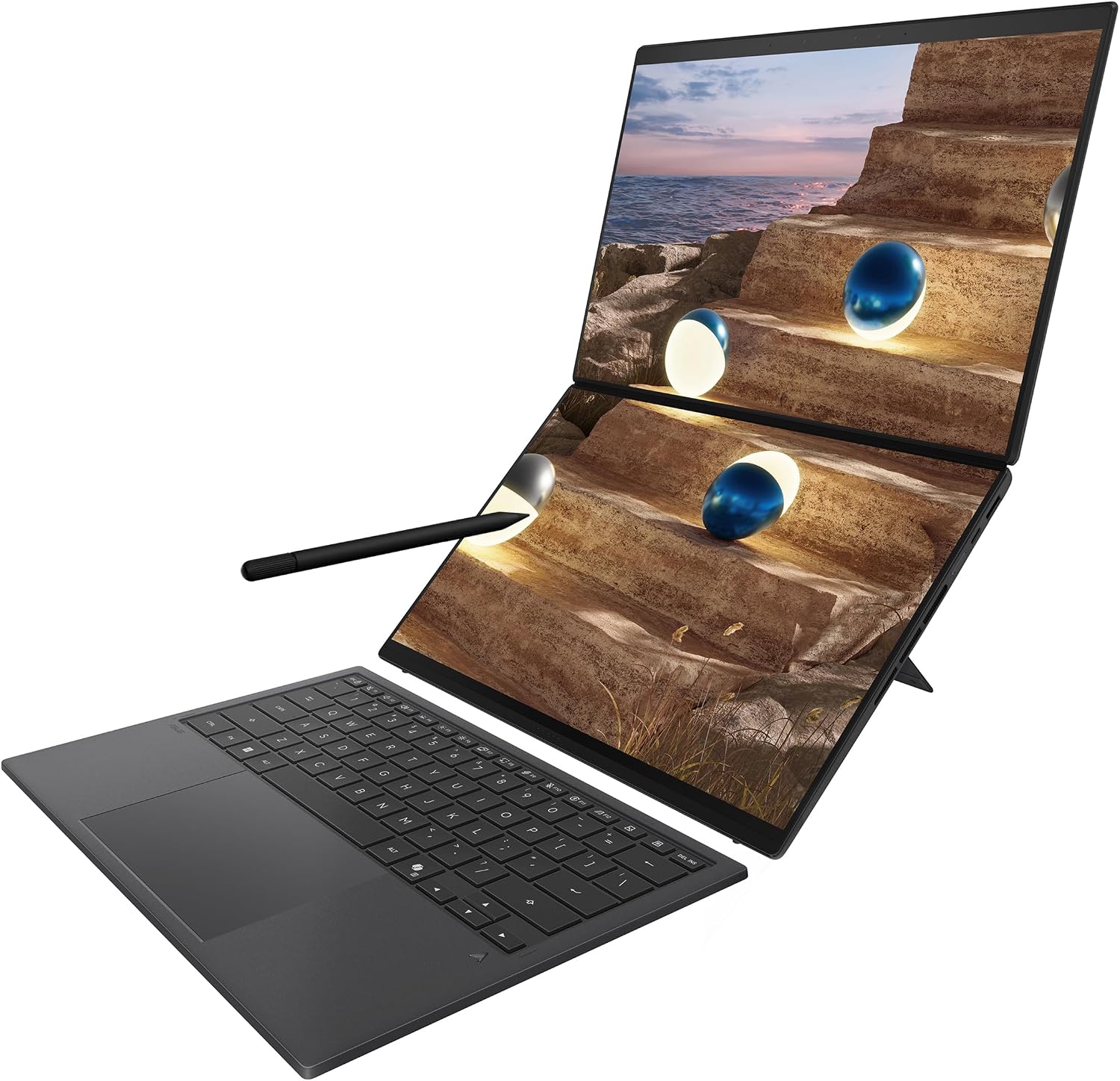 ASUS Zenbook Duo Laptop (2026), Dual 14' OLED 3K 144Hz Touch Display, Intel Core Ultra 9 Processor 386H, Intel Graphics, 32GB RAM, 1TB SSD, Sleeve and Stylus Included, WiFi 7, Windows 11, Moher Gray