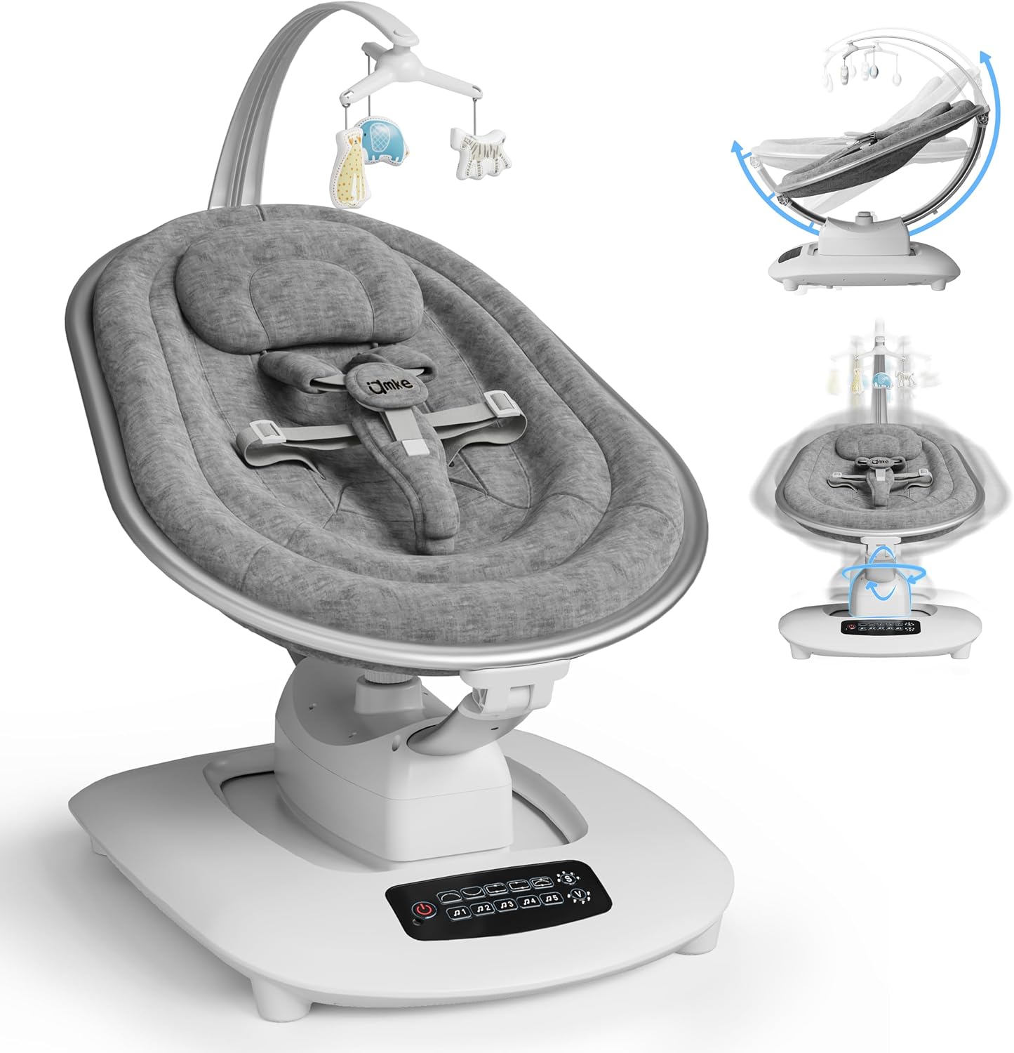 AMKE Luxury Electric Baby Swing Rocker for Infants, 5 Soothing Motions & Speeds, 3-Position Recline, Stable Dual-Motor Sway Rocking Chair for Baby Boy Girl Shower Gifts, Newborn Essentials for Parents