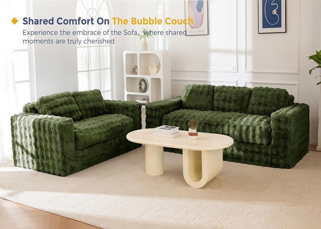 MAXYOYO 3-Seater Boneless Sofa Couch, Modern Bubbled Sofa for Living Room, Soft Bean Bag Chair High-Density Foam Couch with Pillows, No Assembly Required