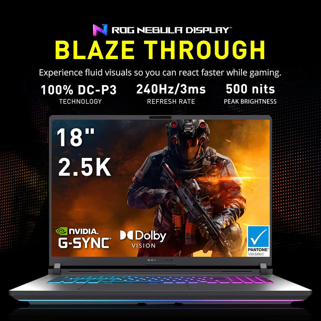 ASUS ROG Strix G18 18' 2.5K 240Hz Gaming Laptop, Intel Ultra 9 275HX, GeForce RTX 5070 Ti 12GB GDDR7, 32GB DDR5, 3TB Storage (2TB SSD+1TB Docking Station), Backlit Keyboard, Wi-Fi 7, Win 11 Pro, Gray