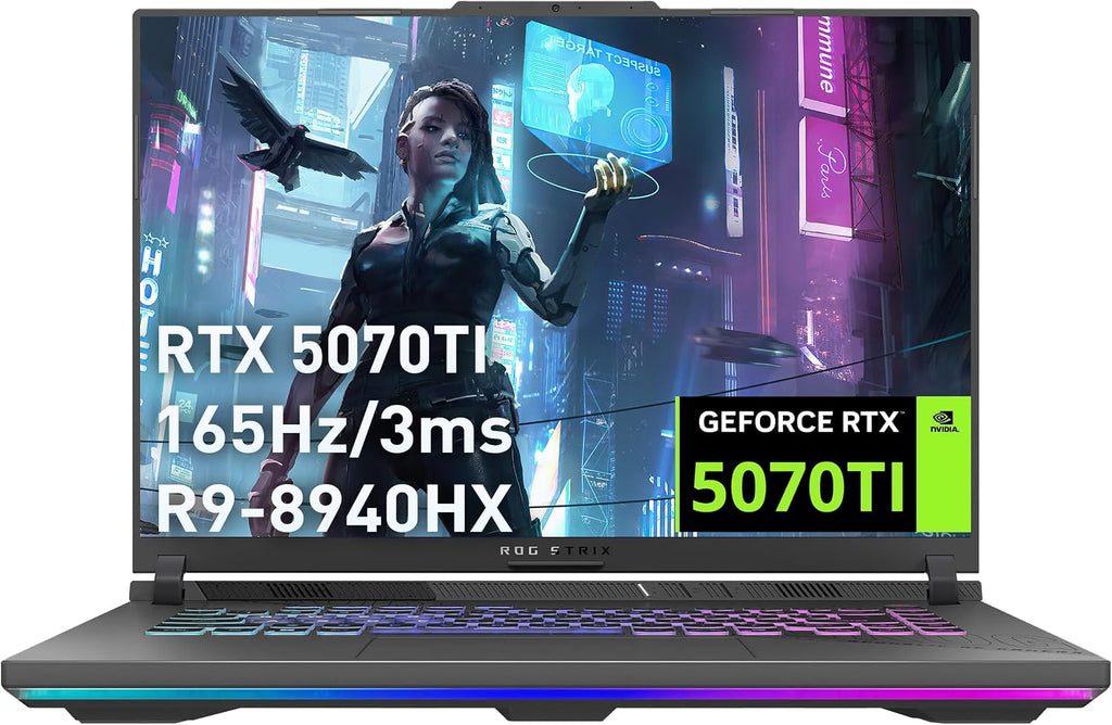 ASUS ROG Strix G16 Gaming Laptop, GeForce RTX 5070 Ti 12GB GDDR7, AMD Ryzen 9 8940HX, 32GB DDR5, 2TB PCIe SSD, Backlit Keyboard, 16' WUXGA 165Hz Display, Windows 11 Pro, Gray (Renewed)