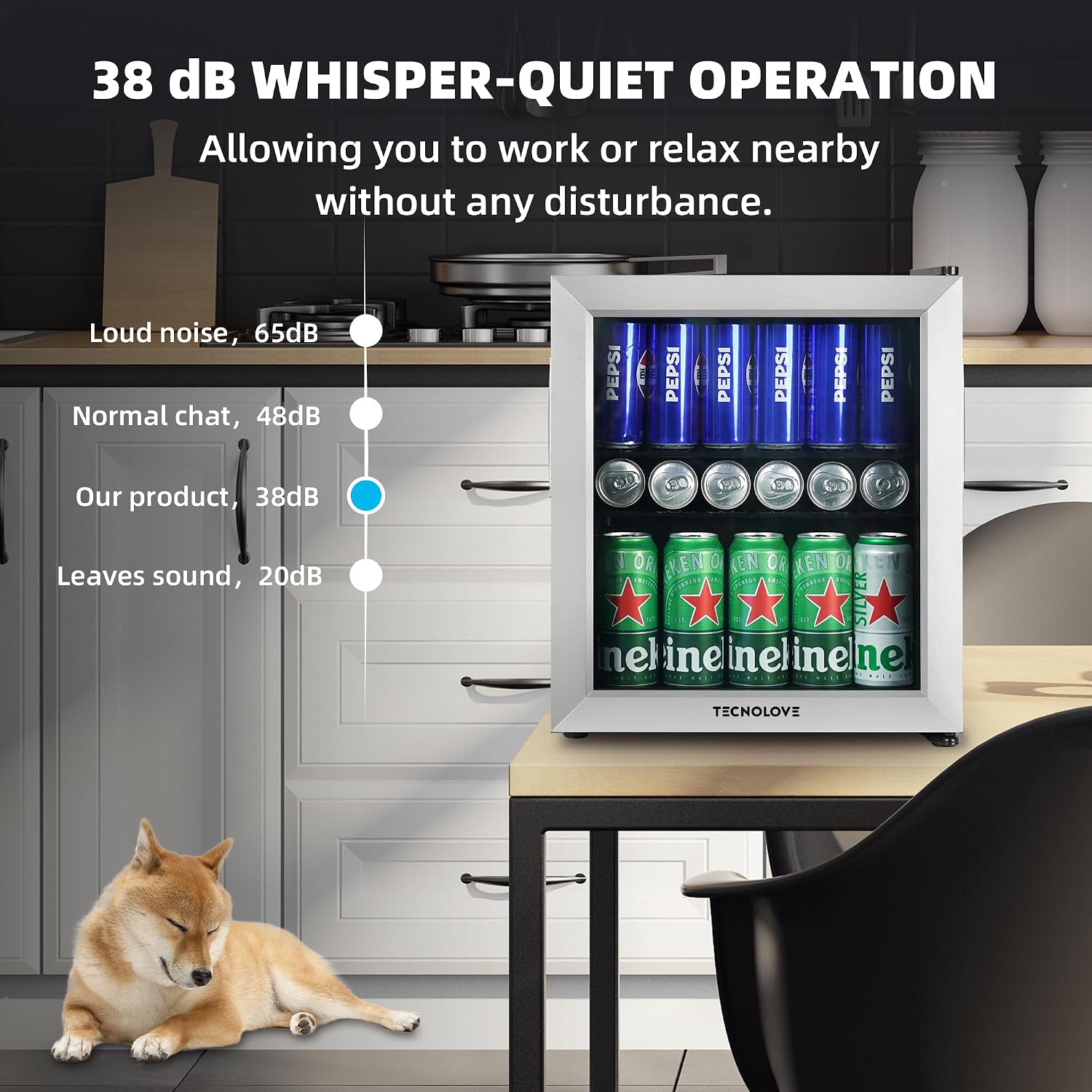 Beverage Refrigerator, 1.6 Cu.Ft Mini Fridge, Stainless Steel, LED Digital Temp Control, Double Glass Door, Adjustable & Removable Shelves, Compact Design for Home & Office