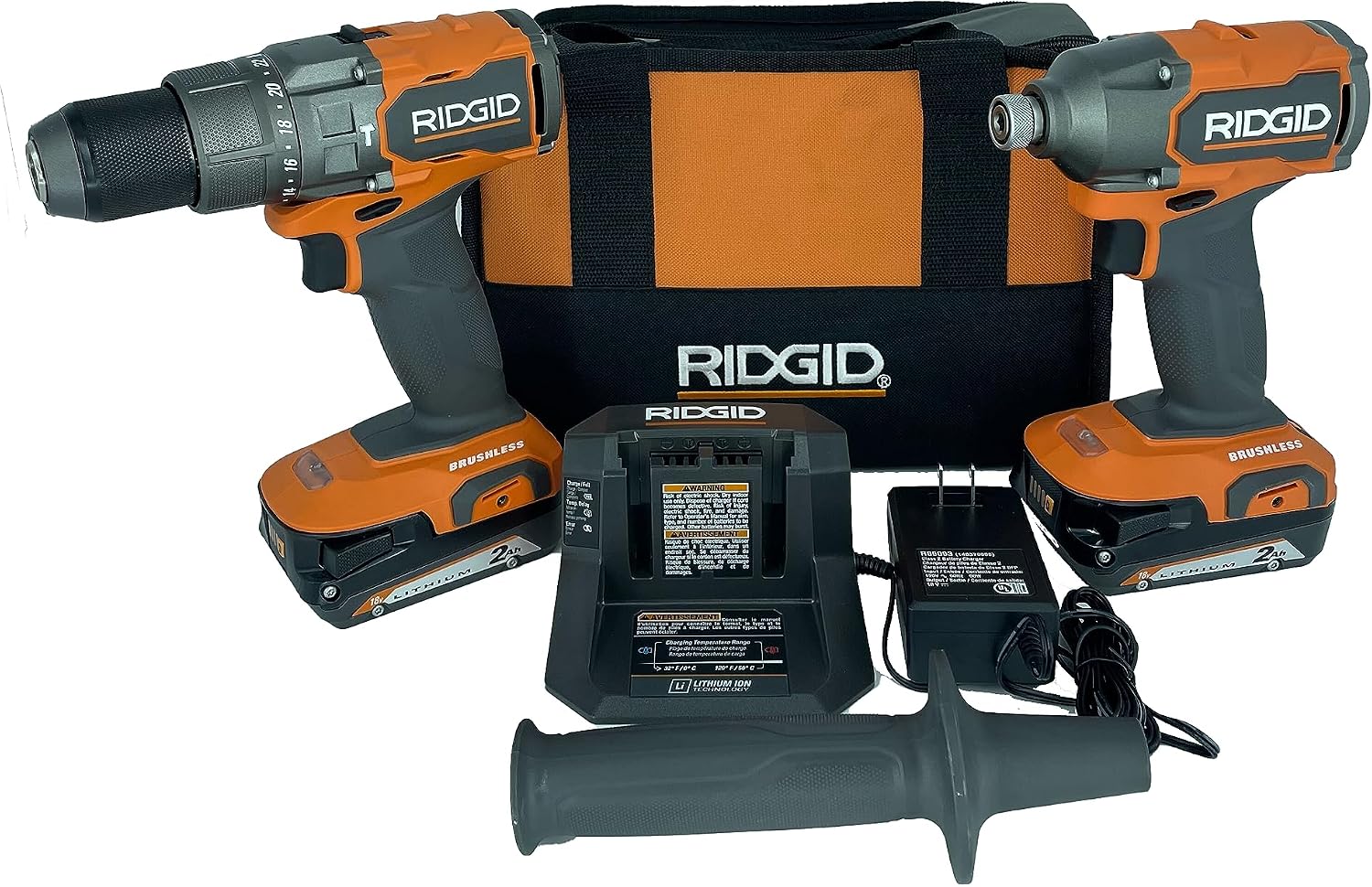 RIDGID 18V Brushless Drill/Driver and 3-Speed Impact Driver Kit with (2) 2.0 Ah Batteries and Charger(R92091SB3)