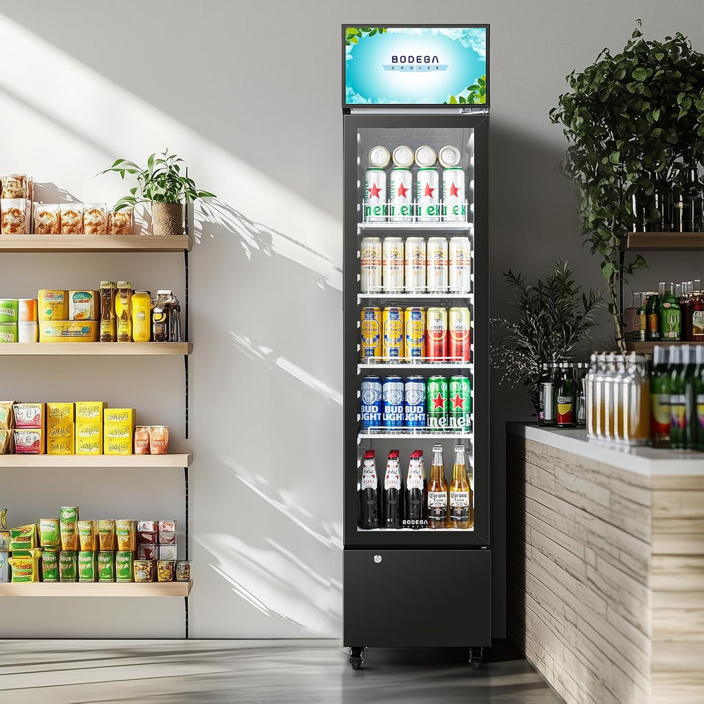 BODEGACOOLER Beverage Refrigerator and Cooler, 7.71 Cu. Ft Commercial Refrigerators for Drink, Beer, Tall Commercial Cooler for Beer, Soda, Single Door Display fridge