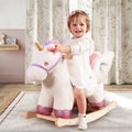 Baby Rocking Horse,Unicorn Wooden Rocking Horse for Toddlers 1 Year Old Cute Pink Stuffed Plush Ride-on Rocking Animal for Baby Girls Nursery/Child Christmas or Birthday Gift