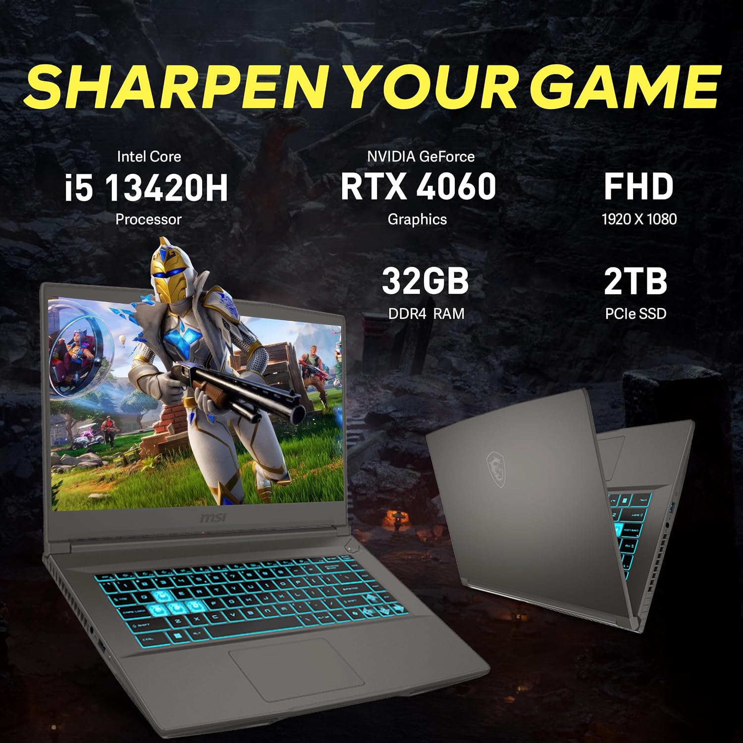 msi Thin 15 15.6' FHD 144Hz Gaming Laptop, Intel i5-13420H, 32GB RAM, 2TB PCIe SSD, NVIDIA GeForce RTX 4060, Backlit Keyboard, Webcam, Win 11 Pro, Gray, 256GB Docking Station Set