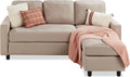 Best Choice Products Upholstered Sectional Sofa for Home, Apartment, Dorm, Bonus Room, Compact Spaces w/Chaise Lounge, 3-Seat, L-Shape Design, Reversible Ottoman Bench, 680lb Capacity - Beige