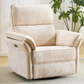 Oversized Power Recliner Chair Swivel Glider with Massage and Heat, Rocker Nursery Recliner for Adults with Adjustable Headrest, 26' Extra Wide Nursery Chair with Overstuffed Armrest,Beige