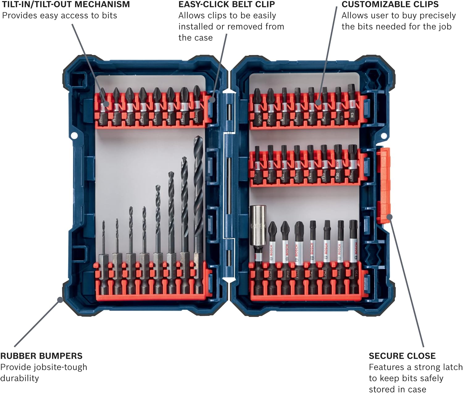 Bosch 40 Piece Impact Tough Drill Driver Custom Case System Set DDMS40 with Bosch Power Tools Combo Kit CLPK22-120 - 12-Volt Cordless Tool Set (Drill/Driver and Impact Driver)