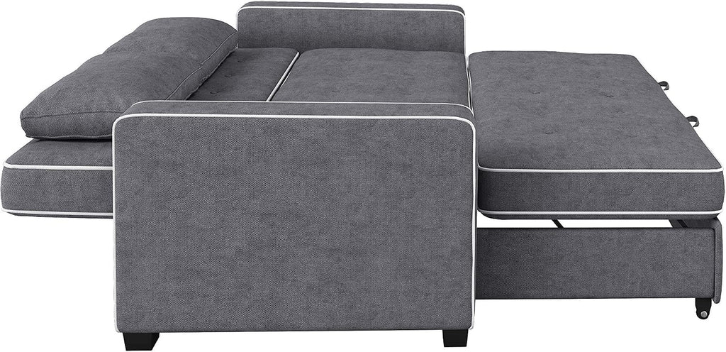 Serta Ainsley 72.6' Convertible Sleeper Sofa, Queen Size, Dreamcoil Comfort, Soft Woven Fabric, Charcoal