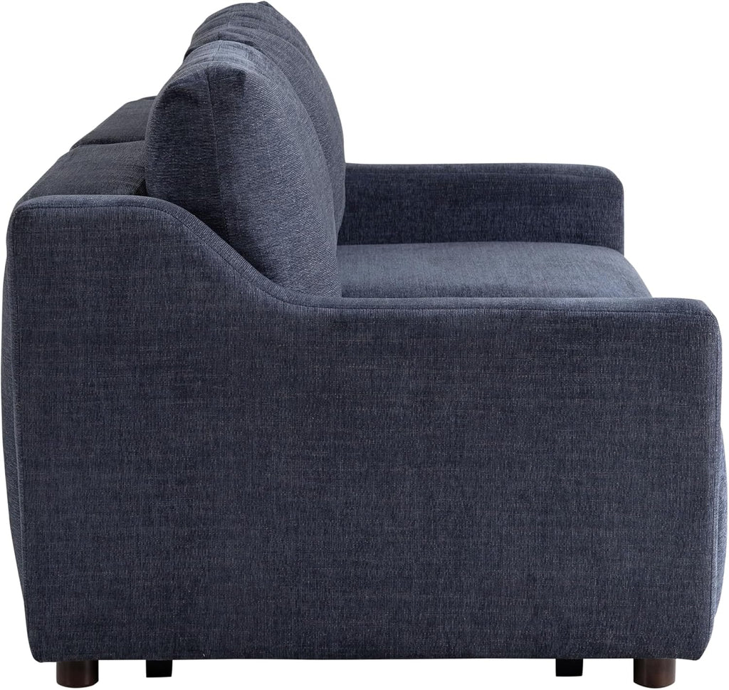 Serta Glendale 90.2' Queen Size Wall-Hugging Convertible Sofa, Dreamcoil Comfort, Chenille Fabric, Navy