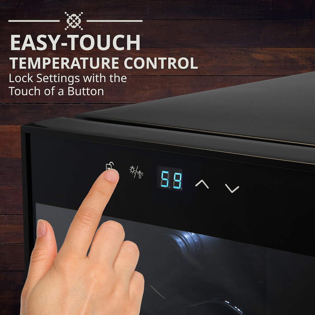 Ivation 28 Bottle Compressor Wine Cooler Refrigerator with Wi-Fi Smart App Control Cooling System | Large Freestanding Wine Cellar Fridge For Red White Champagne or Sparkling, Black Glass Door & Lock
