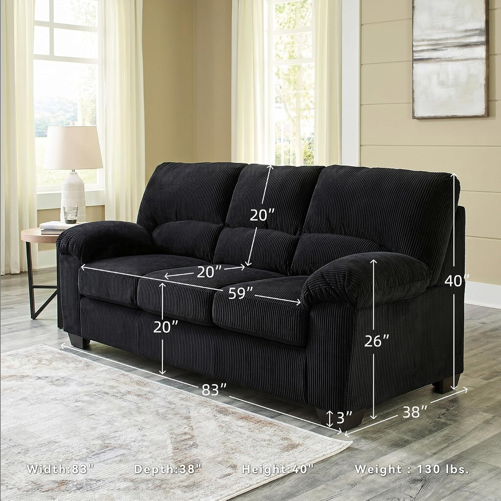 Signature Design by Ashley SimpleJoy Modern Sofa for Living Room, Black
