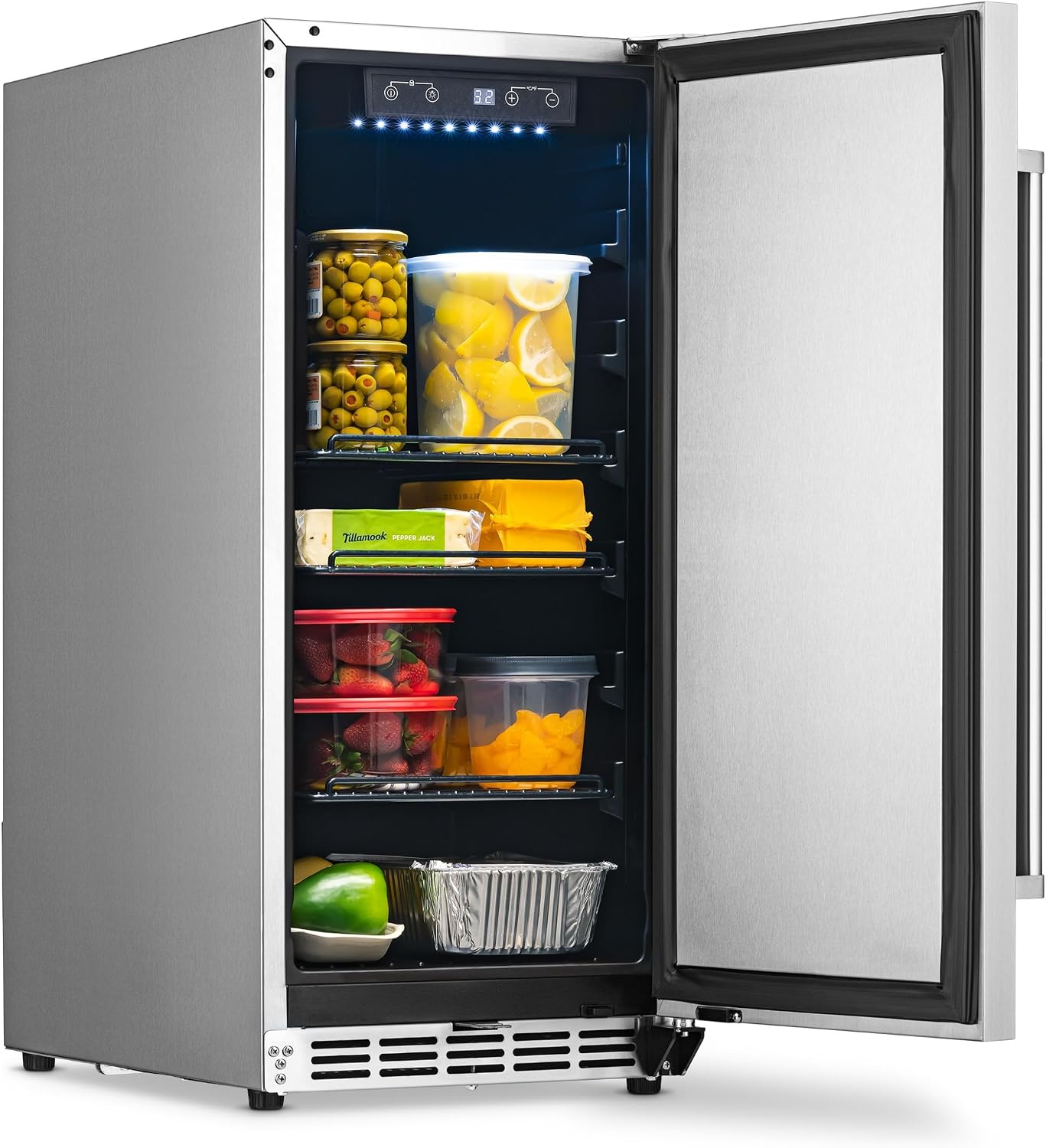 NewAir 15' Commercial Built-in or Under Counter Refrigerator | 3.2 Cu. Ft. Weatherproof Outdoor Fridge for Patio, Indoor & Commercial Use | Stainless Steel