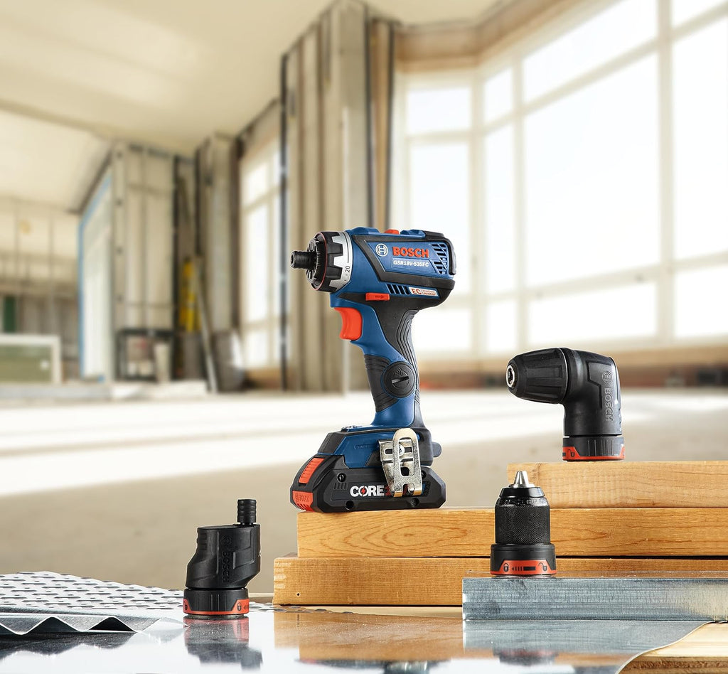 BOSCH GXL18V-270B22 18V Brushless 2 Tool Combo Kit with 5-in-1 Flexiclick Cordless Drill Driver and StarlockPlus Oscillating Multi Tool (Tool Set Includes: CORE18V Battery, Charger & Attachments)
