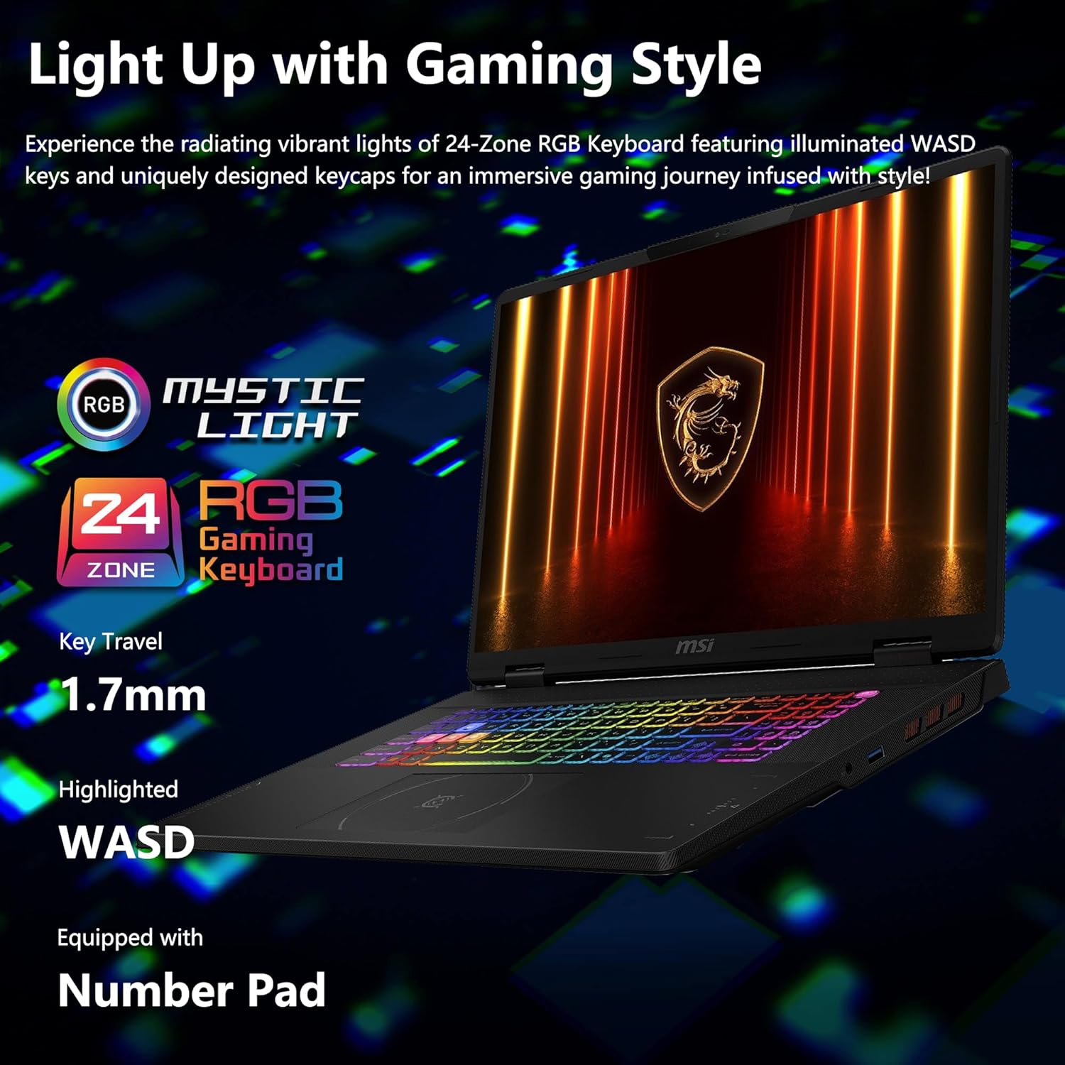 msi Crosshair 18 HX AI Gaming Laptop | 18' QHD+ IPS 240Hz | Intel Core Ultra 9 275HX | 32GB DDR5 4TB SSD | GeForce RTX 5070 (Up to 798 AI Tops) | RGB Backlit Thunderbolt 4 Win11 Pro w/DLCA Accessory
