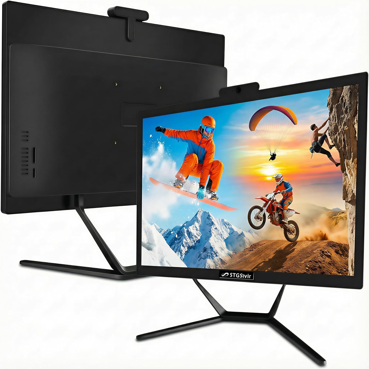 STGSivir All in One Desktop, 22-inch FHD Display, Intel Core i5 up to 3.6GHz, 16G RAM, 512G SSD, WiFi 5, Bluetooth, RGB Keyboard & Mouse, Webcam, Windows 11 Home
