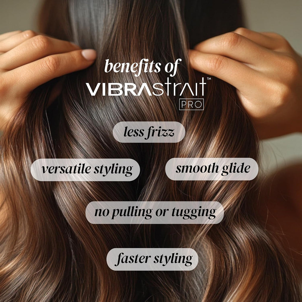 Vibrastrait Pro Vibrating Ceramic Tourmaline Ionic Flat Iron, 1-inch - Fast, Frizz-Free Ceramic Hair Straightener with Easy, Gentle Glide for Waves, Curls, Smooth Hair - Professional Styling Tools