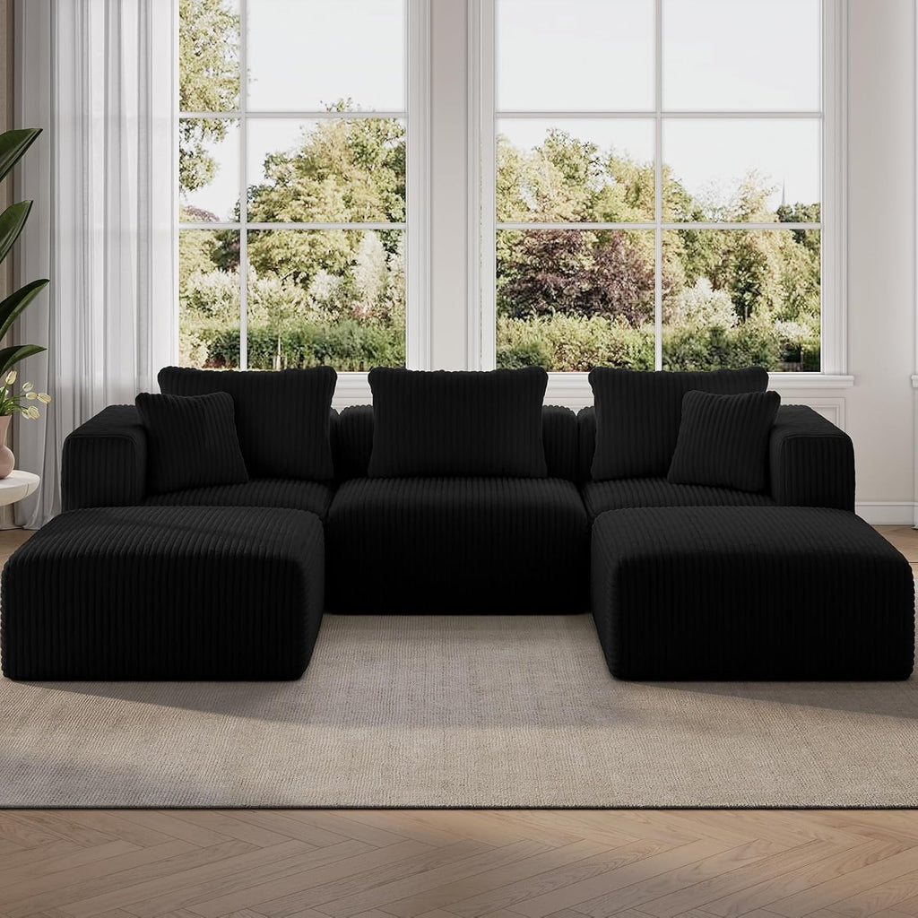 Novilla 106' Modular Sectional Sofa, Modern Cloud Sectional Couch with Smarts Coil® Support, U-Shape Boneless Couch for Living Room Apartments Bedroom, No Assembly Required (3 Seat w/ 2 Ottoman)