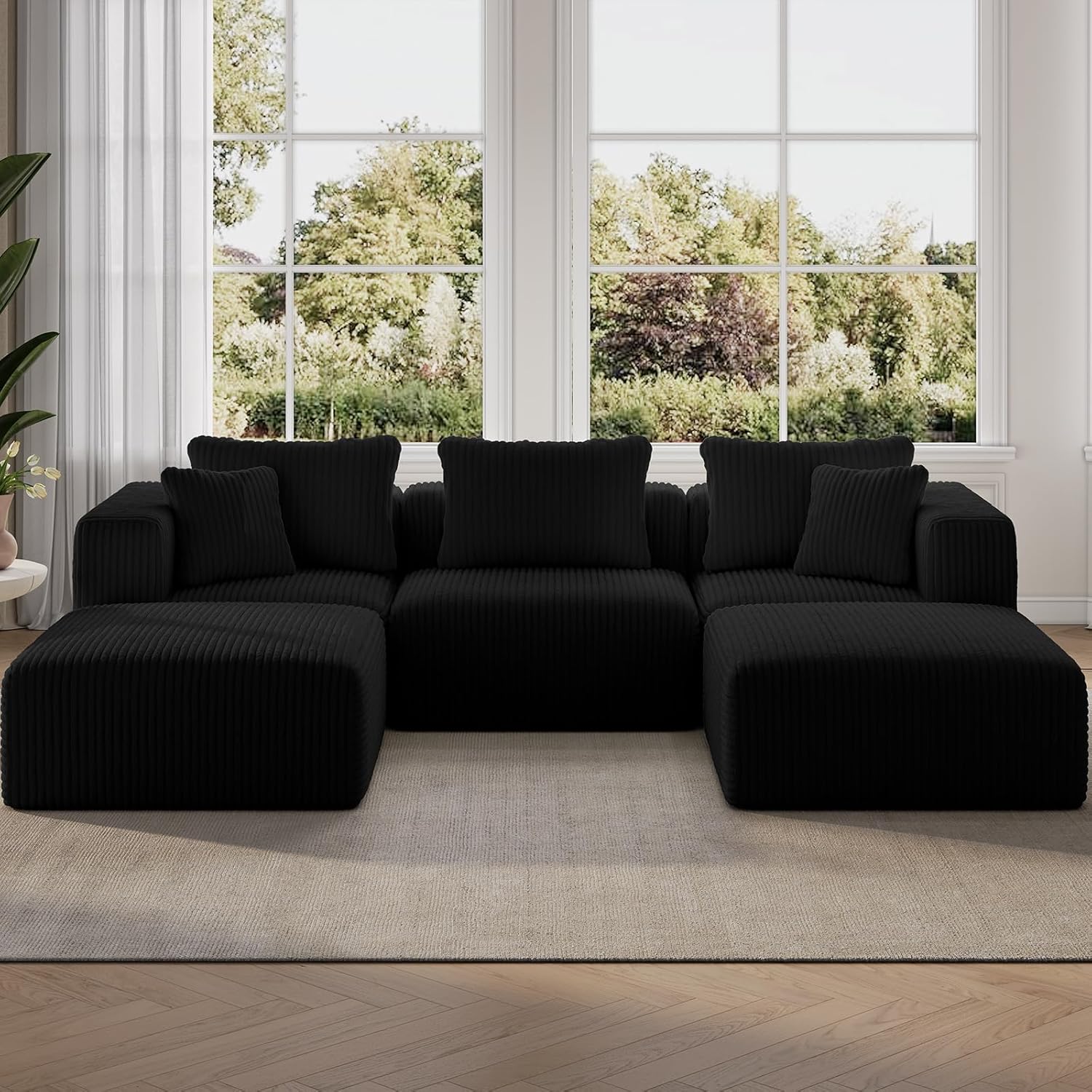 Novilla 106' Modular Sectional Sofa, Modern Cloud Sectional Couch with Smarts Coil® Support, U-Shape Boneless Couch for Living Room Apartments Bedroom, No Assembly Required (3 Seat w/ 2 Ottoman)