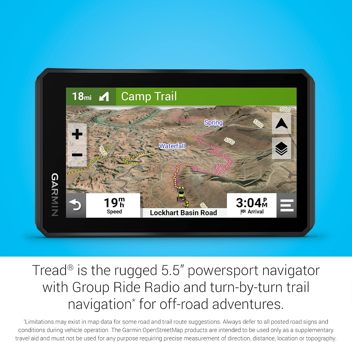 Garmin Tread Powersport Off-Road Navigator with Group Ride Radio, Group Tracking and Voice Communication, 5.5' Display, 010-02406-00